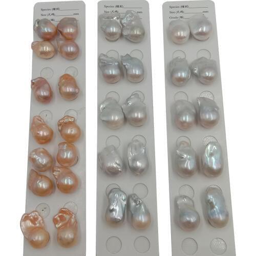 High quality earring in paired 2pcs/lot,L 22-32mm big,KESHI baroque pearl,100% nature freshwater baroque pearl.half hole drilled