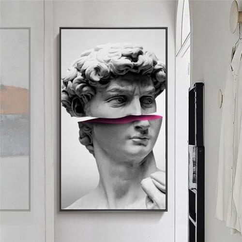Funny Art Of David Vaporwave Sculpture Canvas Art Posters And Prints Abstract David Canvas Paintings On the Wall Art Pictures