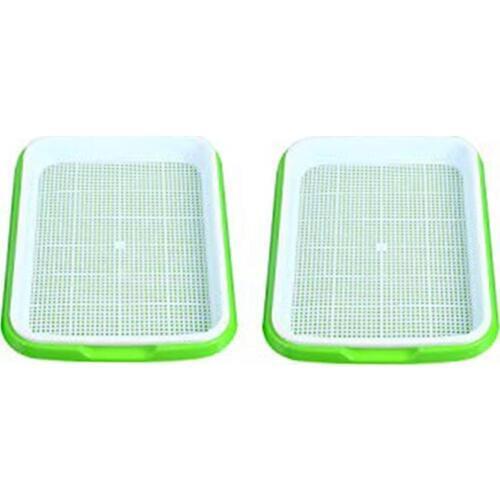 2 Pack Plastic Nursery Pots Seed Sprouter Tray PP Soil-Free Big Capacity Wheatgrass Grower Seedling Tray Sprout Plate Hydroponic
