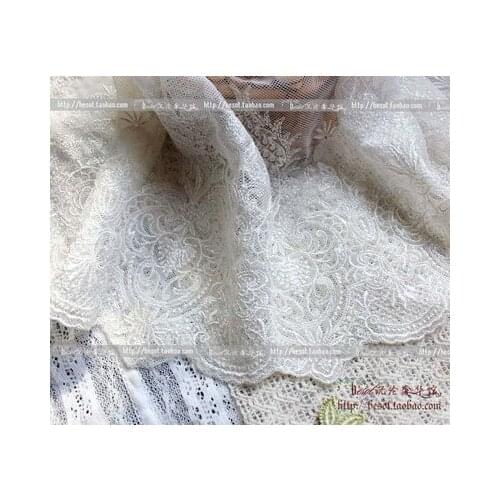 21cm White delicate lace trim wedding dress clothing accessories DIY manual gauze embroidery