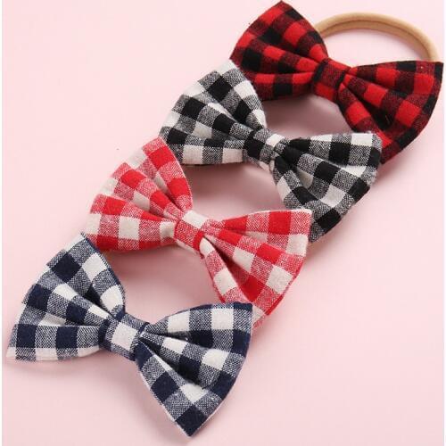 4Pcs/Lot Spring Cotton bow for kids Baby toddler nylon headband Easter Headbands hair clip neutral solid color hair bows