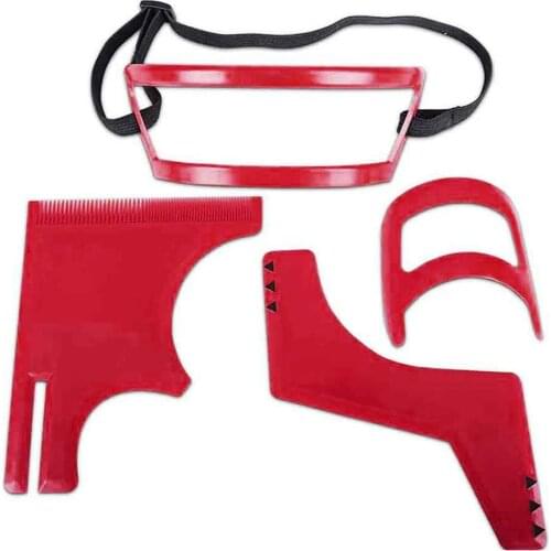 4Pcs Mens Beard Combs Neck Hair Line Guide Shaping Styling Template Comb Trim Beards Salon Home Use Shaving Brush