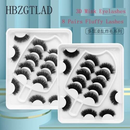 8Pairs 10-25mm 3d Mink Lashes Bulk Faux with Custom Box Wispy Natural Mink Lashes Pack Short Wholesales Natural False Eyelashes