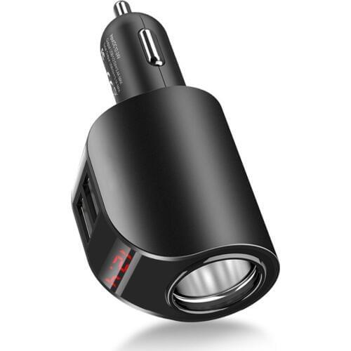 SOONHUA 3.1A Dual USB Port Car Charger Fast Charging Adapter Cigar Lighter With Digital Display For Mobile Phone Tablet Laptop