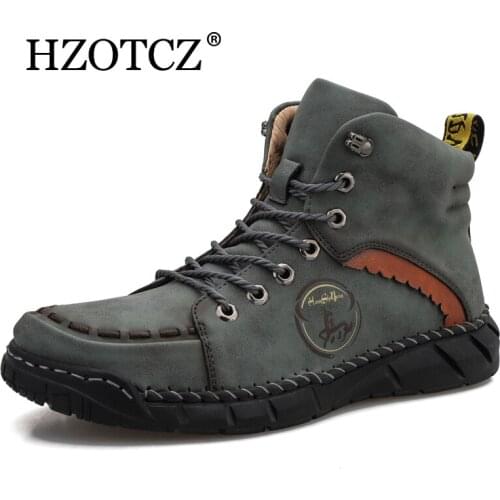 Fashion Men Leather Boots Outdoor Work shoes Mens Autumn Shoes High Quality Split Leather Comfortable Ankle Boots Men