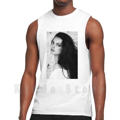 Black And White Beauty tank tops vest sleeveless Rekha Indian Hindu Womens Ravishing Rekha Beauty Feminine Femininity