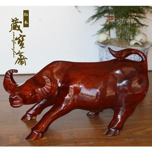Mahogany wood crafts wooden crafts Rugao lignum vitae animal bovine cattle Decoration Modern Decoration