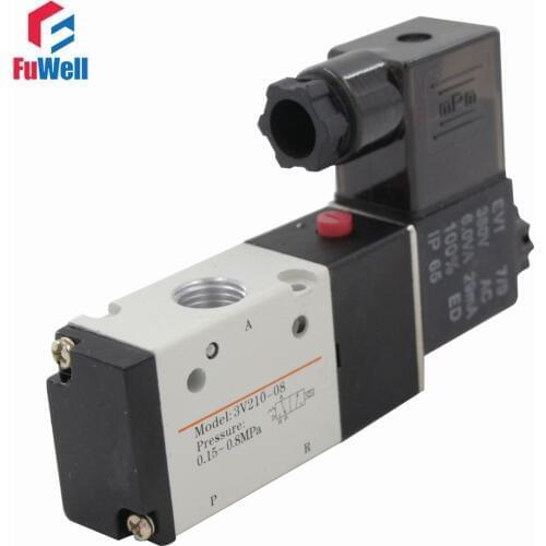 3V210-08 Solenoid Valve DC 24V 3 Ports 2 Positions PT1/4 Air Pneumatic Solenoid Valve Aluminum Alloy Air Valve