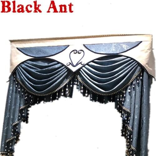 European Royal Luxury Valance Curtains Beads For Living Room Curtain Head Water Wave Window Curtains Rod Pocket DL-JD793