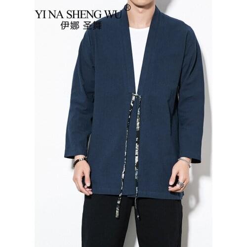 Kimono Loose Cardigan Men Japanese Kimono Traditional Beach Thin Long Sleeve Asian Kimono Clothes Yukata Male Fashion Casual Top