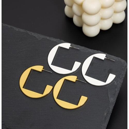 Jaeeyin 2021 Classic Jewelry Geometric C Hoop Square Stud Earrings Gold Color Minimalist Elegant New Arrivals Gift For Women