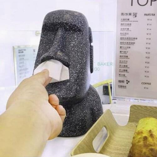 Moai Easter Island Stone Portrait Tissue Box Creative Facial Tissue Paper Storage Tray Home Decoration Decoration Halloween Gift