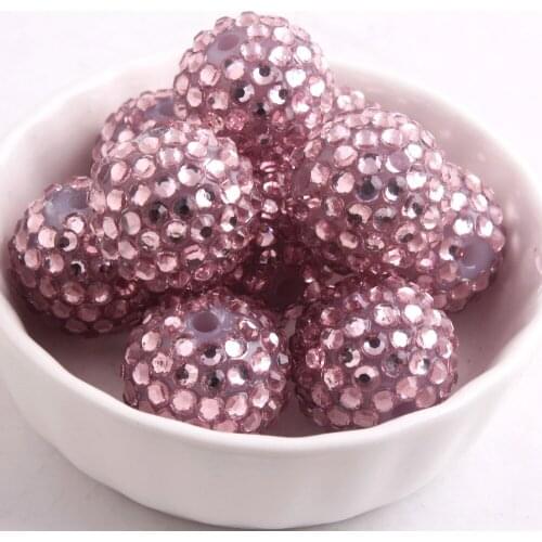 Kwoi vita Newest pink color Resin Rhinestone Ball beads AAA Quality 20mm Chunky 100pcs/lotfor Kids Girl Jewelry