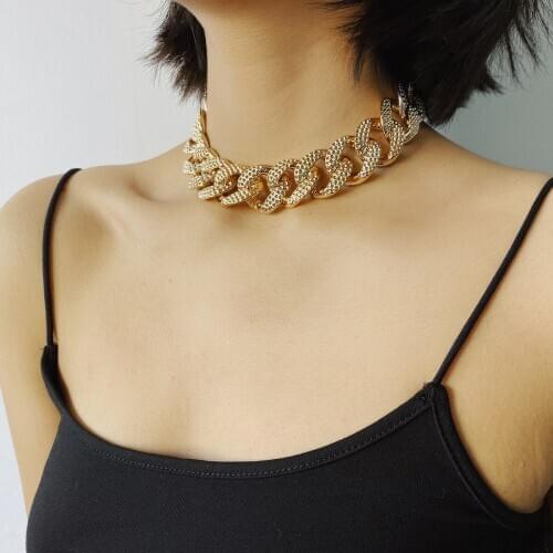 Exaggerated chain geometric Necklace personality punk Necklace choker Thick chain