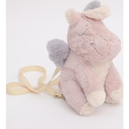 Cute unicorn backpack pink long plush cartoon girl bag sweet heart high quality handbag stuffed baby bag Appease gift for kids