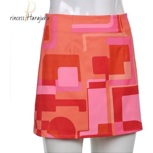 Fashion Summer Kawaii Korean Harajuku Y2k Mini Skirt Clubwear Aesthetic 2000s Clothes Outfits Streetwear Cute Print Women Skirts