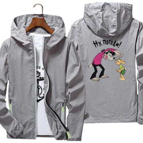 Mens Nu Pogodi T Shirt Wolf And Rabbit Nostalgic Summer Thin Reflective Windbreaker Sunscreen Coat Bomber Jacket Plus Size 7XL