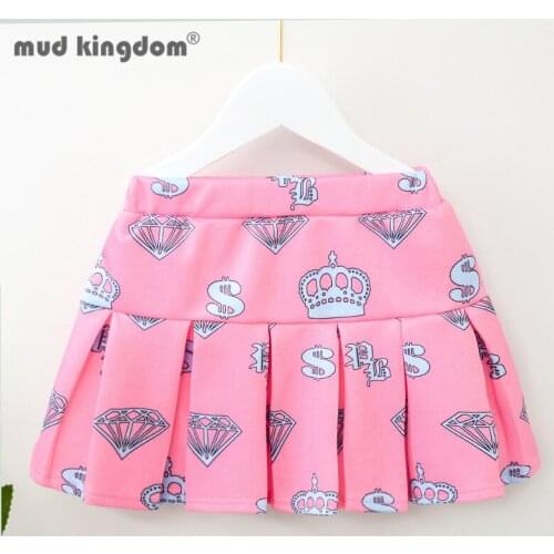 Mudkingdom Little Girls Pleated Skirt Cartoon Print Elastic Waist Spring Mini Skirts for Toddler Cute Children Clothing