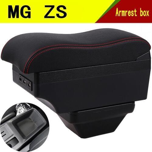 For MG ZS armrest box USB Charging Double layer central Store content cup holder ashtray accessories