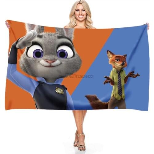 Cartoon Zootopia Towel 3d Digital Printing Microfiber Beach Towel Bath Towel Swimming Towels for Adult Childrens Gifts Bathroom
