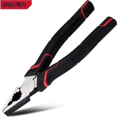 Deli100106 Industrial Electrician Pliers Long Life 6/7/8 Inch Flat Nose Princer Pliers Portable Wire Cutter Stripper Hand Tools