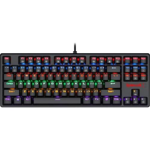 Redragon K576R Mechanical Gaming Keyboard Wired USB LED Rainbow Backlit Compact Mechanical Gamers Keyboard 87 Keys for PC Laptop