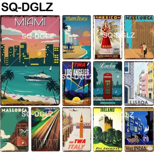 [SQ-DGLZ] Italy Ireland Miami Plaque Metal Sign Vintage Decor For Home Metalen Borden Metal Poster Pub Tin Sign
