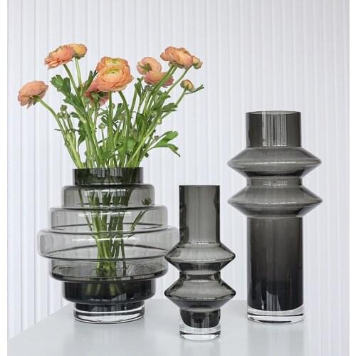 Light Luxury Nordic Glass Stripe Vase Modern Bedroom Living Room Flower Arrangement Decoration Indoor Dry Flower Decoration