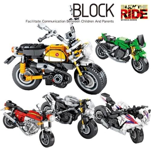 Technical brand motorcycle Kawasakis ninja honda CB750 CBR 1000 RR yamaha monkey model moc build block brick toy collection