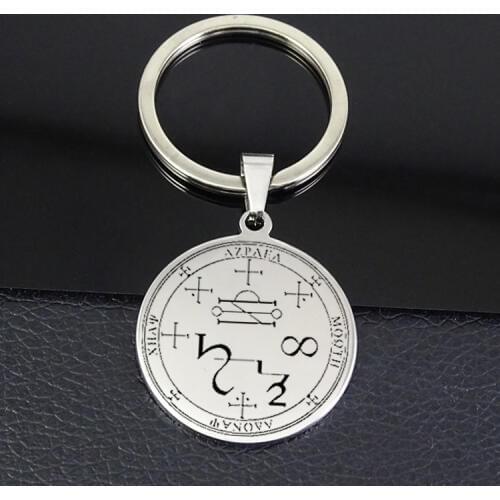 Unique Disc Keychain High Polished Sigil of 7 Archangel Michael Raphael Uriel Keychains Jewelry Best Gift for You YP6720