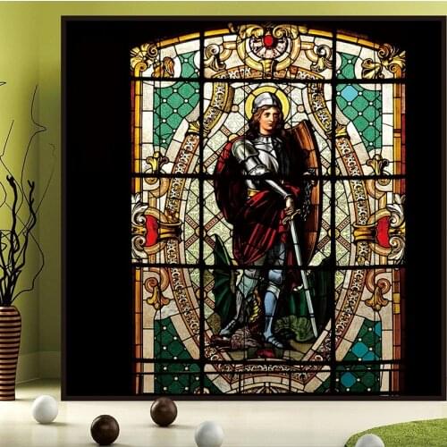 Stained Window Film Custom Size Drop-Shipping PVC Static Cling Classical European Church Christian Decorative Sticker 40cmx60cm