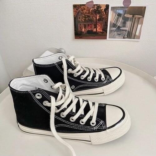 Woman Sneakers Shoes Vulcanize Canvas Casual Three Times Vulcanize Summer High Top Walking Flats Womens Running Sport