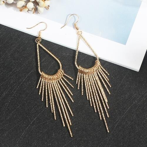 2019 Fashion Women Stylish Gold/ Silver Color Star Streamlined Tassel Long Earrings Women Girl Jewelry Pendante Femme