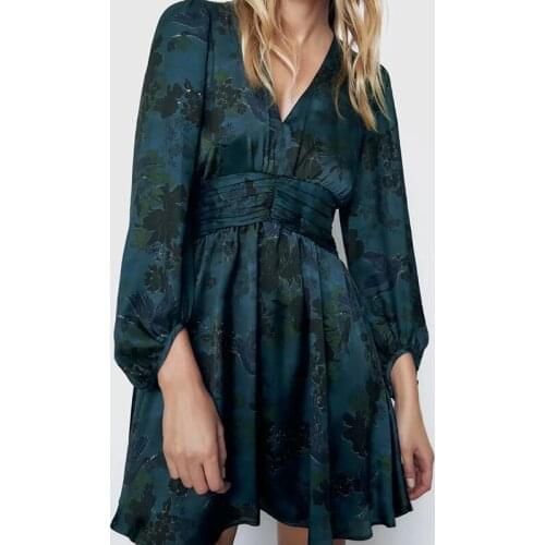 High quality ladies floral print dress slim mini dress temperament elegant nightclub dress