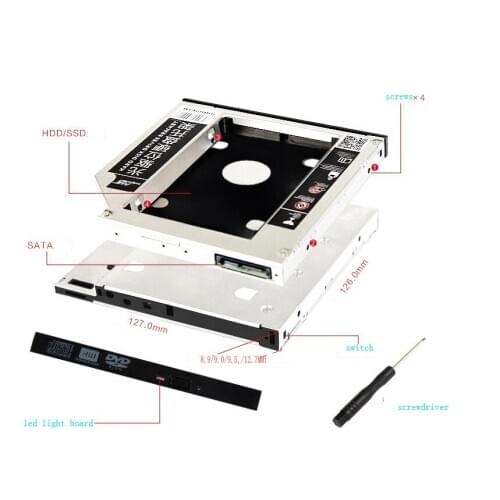 12.7mm SATA HDD SSD Hard Drive Disk Caddy for Lenovo B570 B560 B470 B460 E49 G400 G400s G405 G410 G465 G470 G475 G500 G505