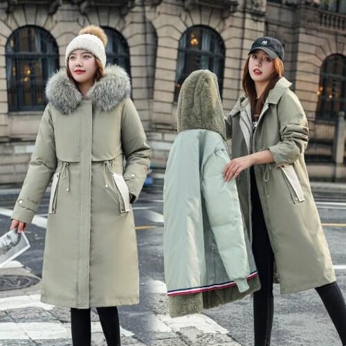 Winter Jacket Women Hooded Parkas Fur Collar Jackets for Women 2021 Down Cotton Female Midi Clothes Chaquetas Para Mujer HLY196