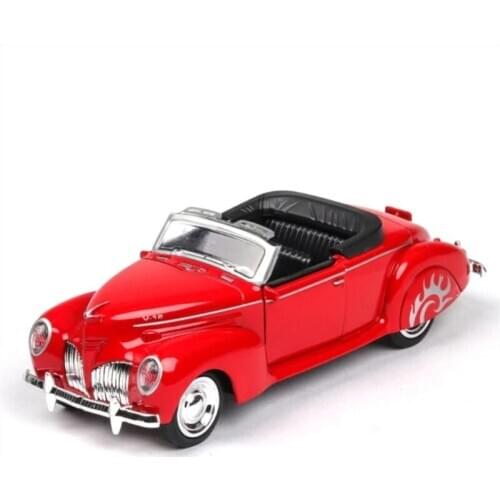 1: 38 Lincoln Convertible Classic Car With Sound And Light Simulation Alloy Childrens Toy Model Boys Birthday Gift Red car