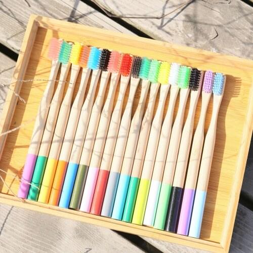 1pc Adult Bamboo Toothbrushes Soft Bristles Eco Friendly Oral Care Toothbrush Bamboo Charcoal Toothbrush Painted Round Stick