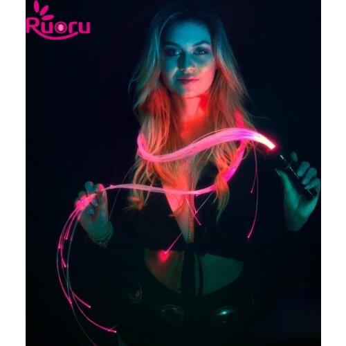 Ruoru 10 Modes Multi Color LED Fiber Optic Whip Halloween Party Dance Led Light Whip Glowing Lash Light Up Show Tron