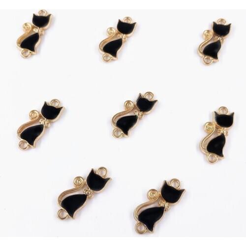 20Pcs/Lot Enamel Charms KC Gold Cat Pendants Accessories For DIY Bracelet Necklace Earrings Jewelry Making Findings