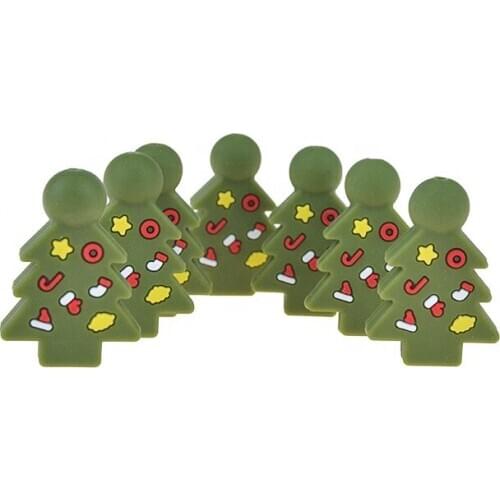 10PCS Silicone Christmas Beads Baby Teething Pacifier Chain DIY Teething Necklace Nursing Beads Food Grade Silicone BPA Free