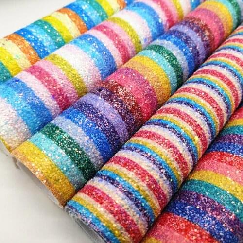 20*33cm A4 sheet chunky girl color line Shiny Glitter Fabric Leather For Earring Bows 1506