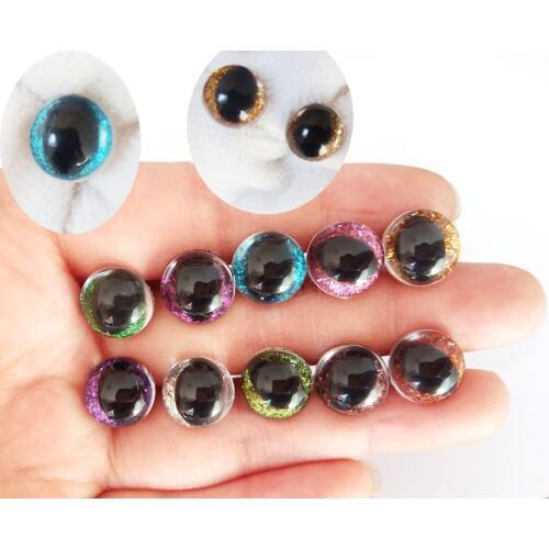 20pcs 12 Clear Shinning Plastic Safety Toy Eye + glitter Nonwovens for Cat,doll eyes