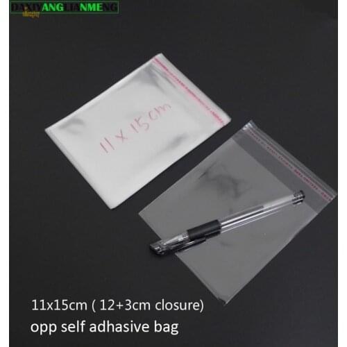 300pcs Clear Resealable BOPP/Poly/ Cellophane Bags 11x12cm+3 Transparent OPP gift bags Plastic packaging bags Self Adhesive Seal