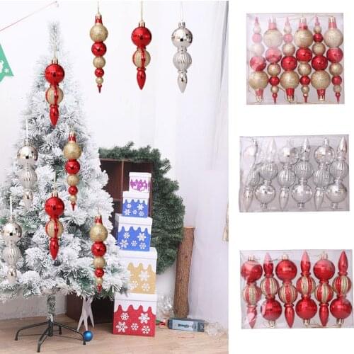 6pcs Gourd String Christmas Ball Pendant Navidad 2021 Christmas Decoration for Home New Year 2022 Xmas DIY Gifts Ornamnets Decor