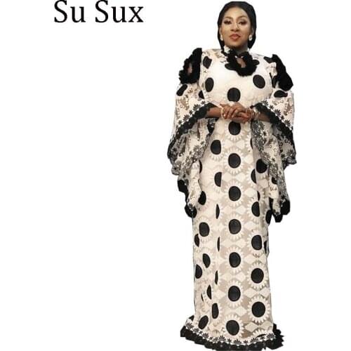 African Clothes Evening Party Maxi Dress Robe African Dresses For Women Embroidery Flare Sleeve Mesh Dress Plus Size Dress 2020
