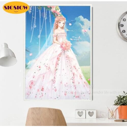DIY 5D Diamond Painting Anime Girl Wedding Dress Full Set Diamond Mosaic Embroidery Cross Stitch Art Hobby Gift For Girls Marry