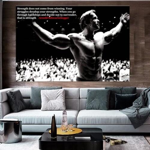 Arnold Schwarzenegger-Bodybuilding Motivational Quote Silk Posters and Prints Wall Art Gym Room Fitness Sports Picture No Frame