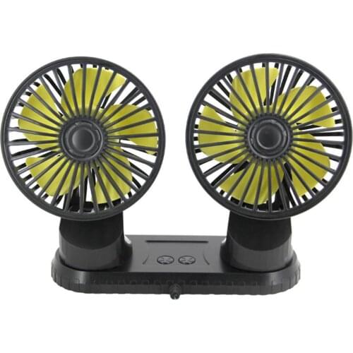Car Dual Head Fan Portable Electric Vehicle Mounted USB Auto Cooling Fan 3 Speed Levles For Dashboard SUV RV Truck Home Office