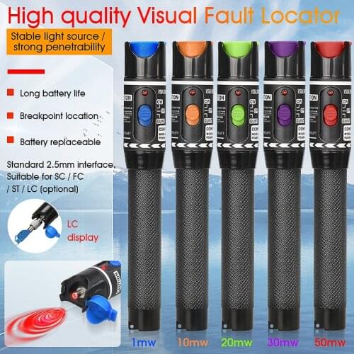 Free Shipping Fiber Optic Laser 50mw Laser Source Tester Pen 20mw Visual Fault Locator 30mw